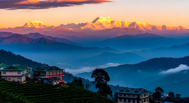 Misty Dusk Across Kanchenjunga