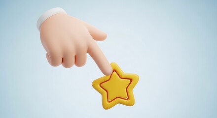 Obraz premium Hand Pointing to Yellow Star Icon.