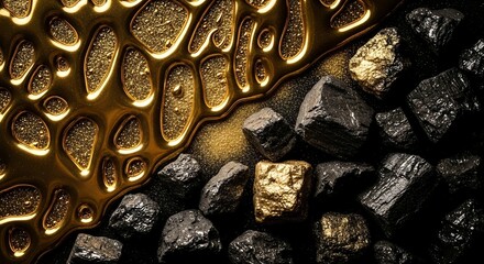 Luxury Black Marble Texture with Golden Veins Abstract Background