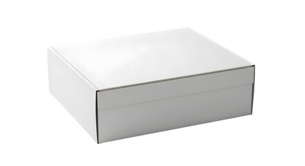 Realistic blank white cardboard box mockup presentation with closed lid isolated on transparent background