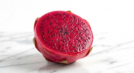 Whole red dragon fruit on a dark background