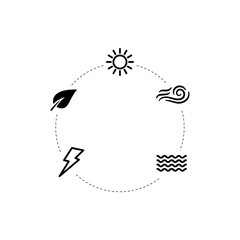Clean Energy Resources and Ecology Symbols Circular Concept