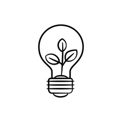 Green Energy Idea and Sustainable Innovation Concept Line Art