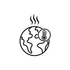Global Warming Concept with Overheating Earth and Thermometer Icon
