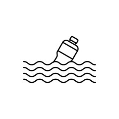 Plastic Bottle Floating in Sea Water Pollution Concept Icon