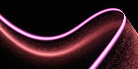 A vibrant pink neon light glowing in a dark space with a wavy motion