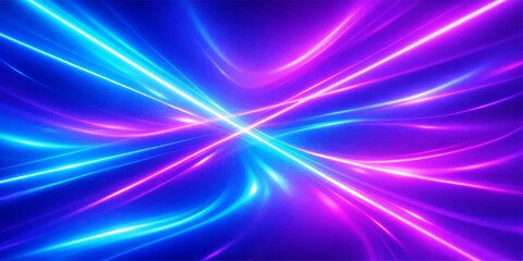 Fototapeta premium Glowing abstract blue background with purple laser waves and bright stars creating a motion pattern of light and energy in a cosmic space illustration