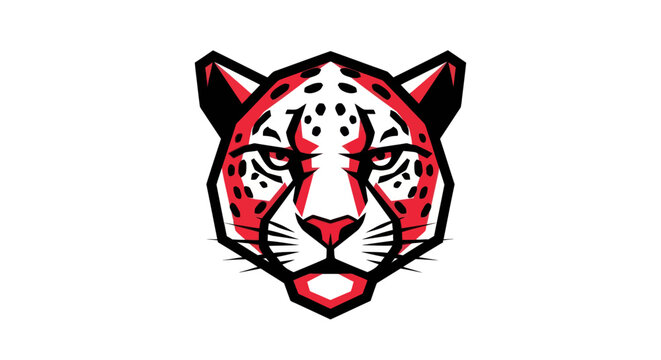 Geometric leopard head vector illustration