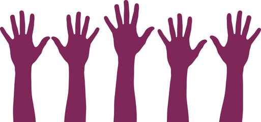 Fototapeta premium Purple Hands Raised Up in Air