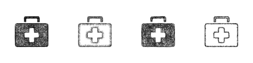 Obraz premium Sketch first aid icon design set