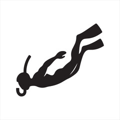 snorkeler under water vector silhouette line art logo design collection
