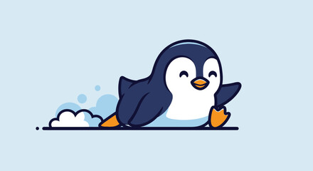 Cute Cartoon Penguin Character. © Apolobay