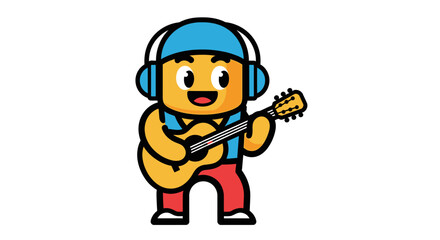 Naklejka premium Cartoon character playing guitar.