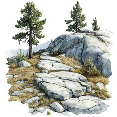 Nature Trail Summer Hike, watercolor illustration vector, isolated on a white background. © azendia