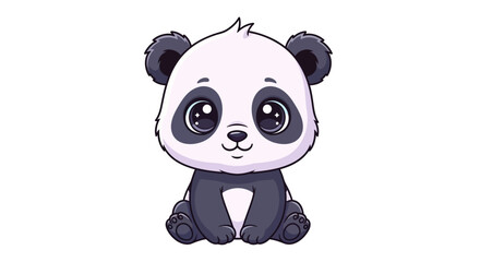 Obraz premium Adorable Cartoon Panda Bear Sitting Cute.