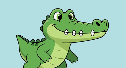 Obraz premium Cartoon Alligator Character with Big Smile.