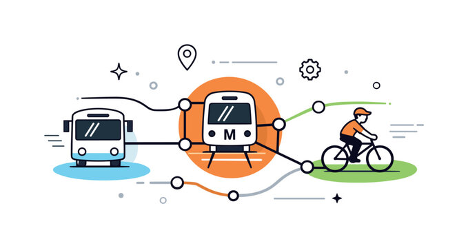 Urban transportation maps. A calm scene of mul