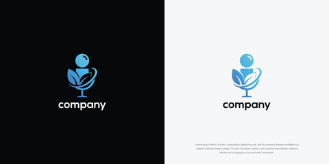 Modern Human Leaf Logo Design - Health Nature Technology Brand Identity Icon.