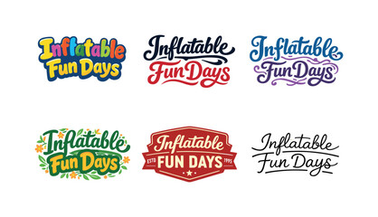 Fototapeta premium Inflatable Fun Lettering. Inflatable fun days. Set lettering. harmonious lettering variations of the same emblematic concept, each with different artistic