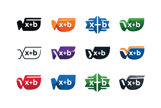 formulas. Icon set. Set Logo of formulas: algebraic expression. harmonious logo variations of the same emblematic concept, each