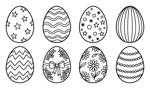 Easter eggs set with various patterns and ornaments