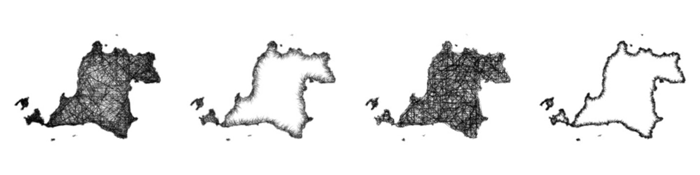 Sketch Banten outline map design set