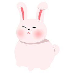 Fototapeta premium Cute pink chubby bunny, rabbit character with rosy cheeks and long ears standing, cute animal mascot illustration design