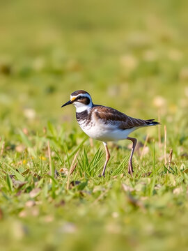 Killdeer wading bird Charadrius vociferus in a field