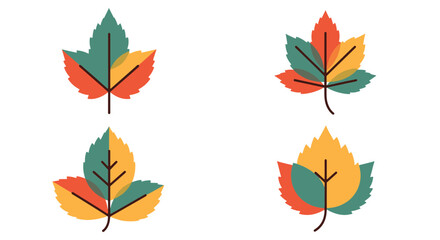 Fototapeta premium Autumn Leaves Line soft tone color illustration