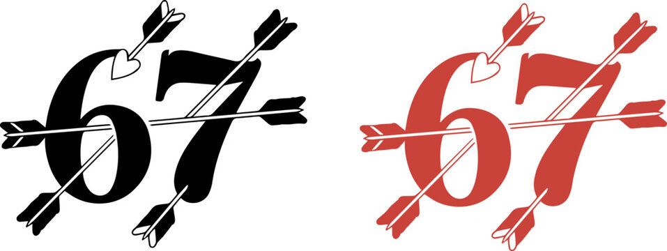 Number 67 With Hands Gesture Vector Illustration	
