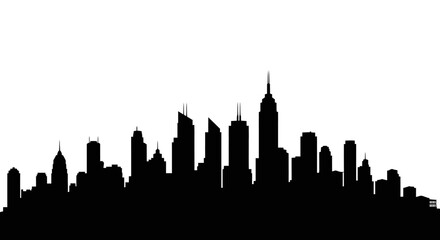 Obraz premium City Skyline Silhouette Skyscrapers Urban Landscape.