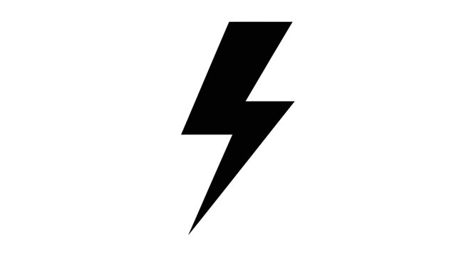 Black Lightning Bolt Symbol Isolated.