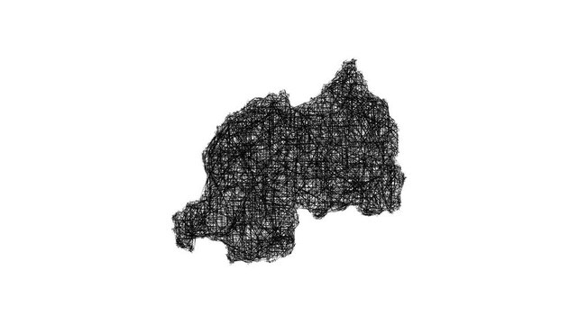 Sketch Rwanda outline map animation - smooth progressive reveal