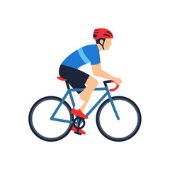 Fototapeta premium Cyclist Riding Bicycle Vector Illustration - Healthy Lifestyle and Sport