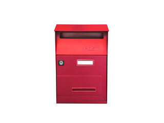 Red Mailbox With Lock And Slots For Mail Delivery