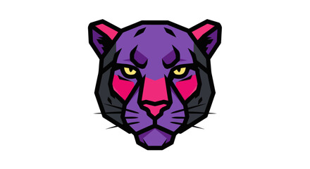 Obraz premium Geometric panther head illustration on white
