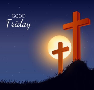 Good Fridaybackground with cross and moon