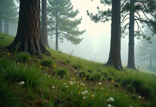 Dreamy Foothill Embrace Beneath Towering Pines Evoking Natural Wonder