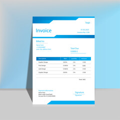 Blue Professional Business Invoice Template with Modern Geometric Header and Payment Details
