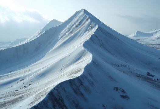 Elongated Drumlin Hill Carved by Glacial Forces Exotic Hillside Elevation Snow Cap