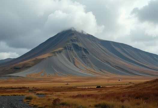 Elongated Drumlin Hill Shaped by Glacial Forces Majestic Rolling Landform