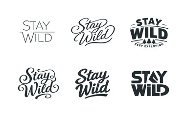 Obraz premium Calm minimalist lettering. Set lettering. harmonious lettering variations of the same emblematic concept, each with different artistic