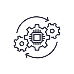 Obraz premium system integration line icon with gears