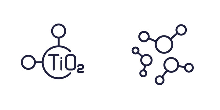 titanium dioxide molecules line icons