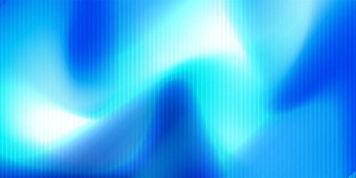 Glass gradient texture with teal and navy ripple pattern and smooth light distortion. Wavy abstract flow, futuristic blur effect, reeded vertical displacement. Vector illustration