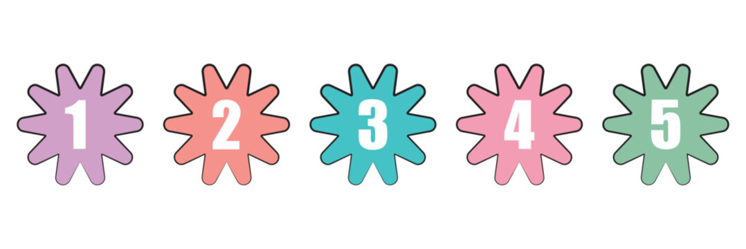 Bullet Points icon set. Simple round numbers in flat style, Set of 1-5 numbers.