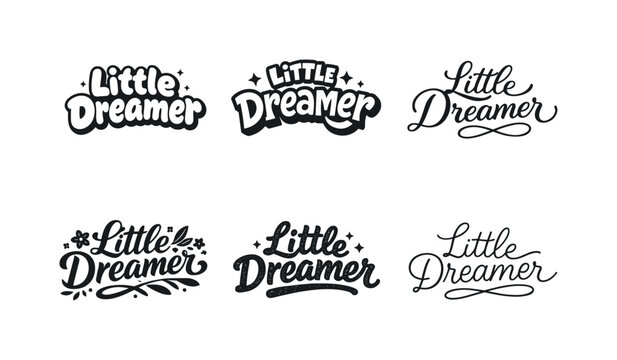 Little dreamer logo. Set lettering. harmonious lettering variations of the same emblematic concept, each with different artistic