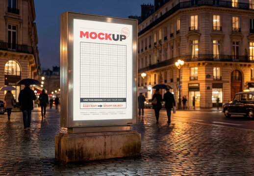 Street Advertising Sign on European City