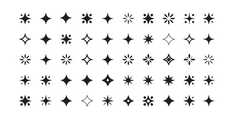 Stars set icons, different sparkle star shapes icon collection set, shine stars sparkles signs, bling decoration