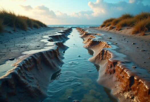 Intricate Inlet Grappling with Gradients of Bay Beauty and Tidal Variations Promenade